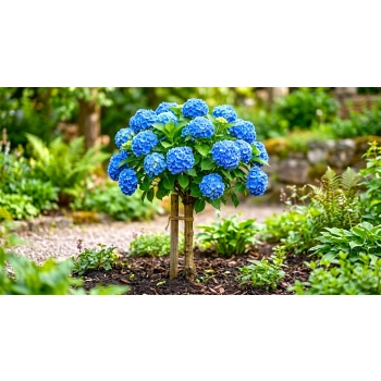 HORTENSJA OGRODOWA SZCZEPIONA NA PNIU NIEBIESKA - sadzonki 60 / 80 cm